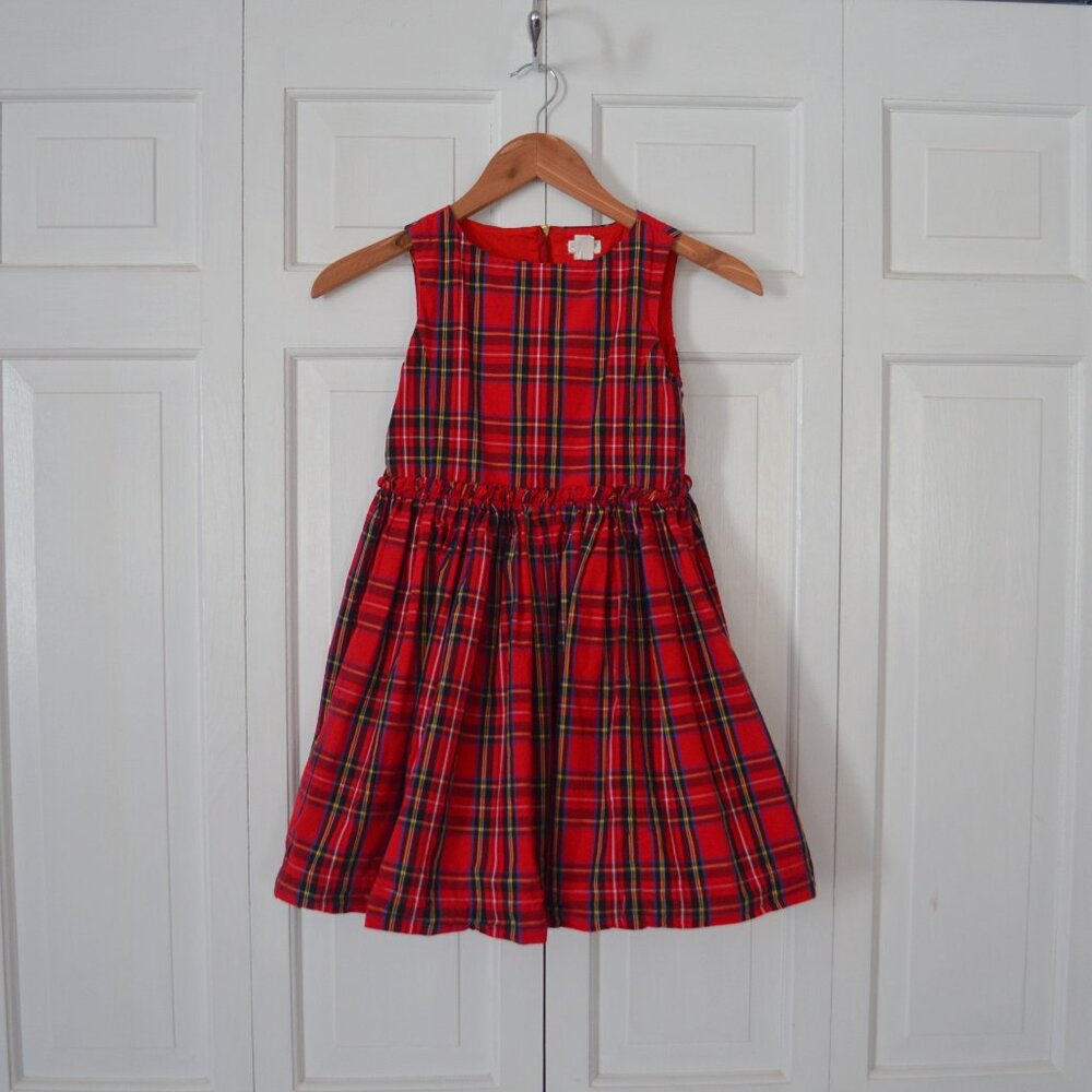 Crewcuts Girls Sleeveless Tartan Red Plaid Sleeveless Dress Size 8